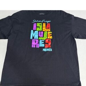 Señor Frogs Isla Mujeres Mexico T-Shirt Black Colorful Graphic Frog Logo Tee
